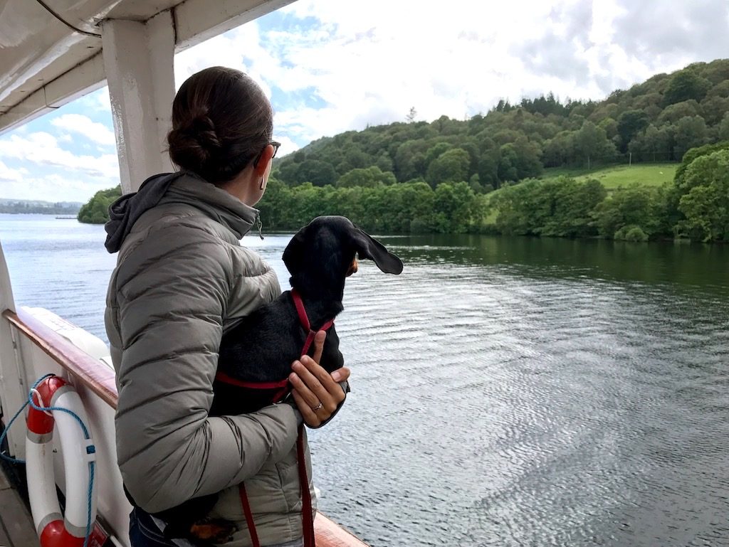 Lake Windermere Holding Dog