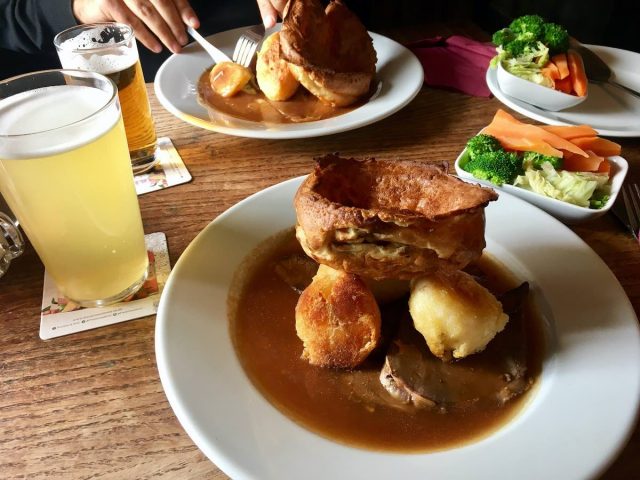 Sunday roast and a cider at a dog-friendly pub