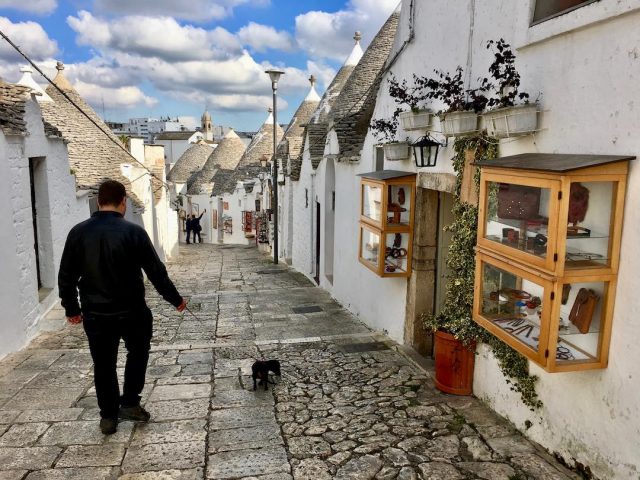 Alberobello with a dog