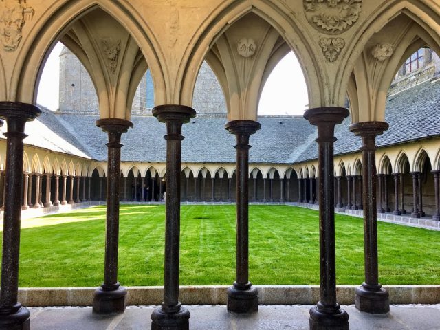 Cloister inside the Mont-Saint-Michel Abbey