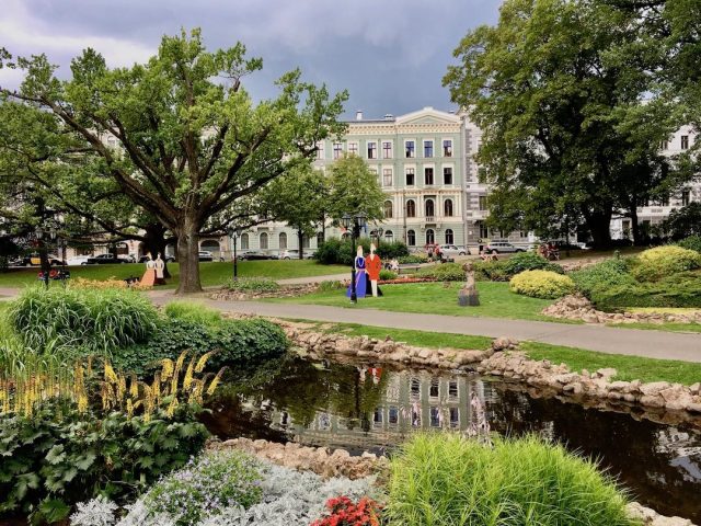 The canal-side parks in Riga