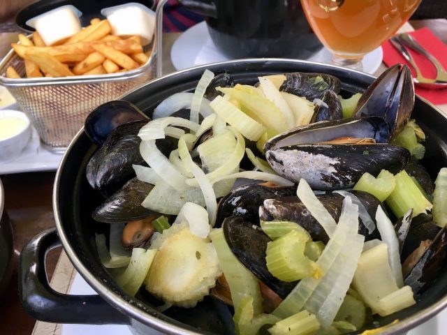 Dining on mussels in Belgium