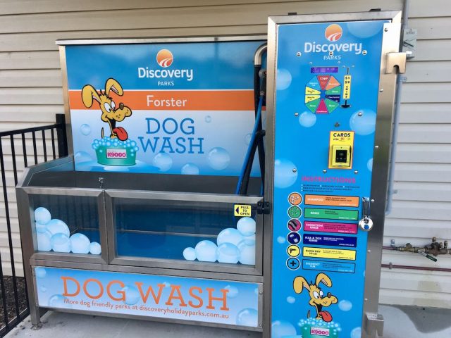 Dog wash at a dog-friendly caravan park