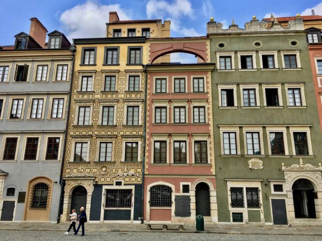 Restored buildings in Warsaw