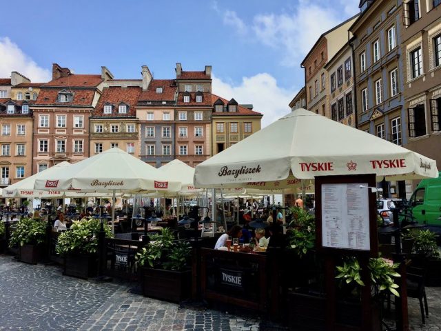 Restaurants in the main square of Warsaw's Old Town