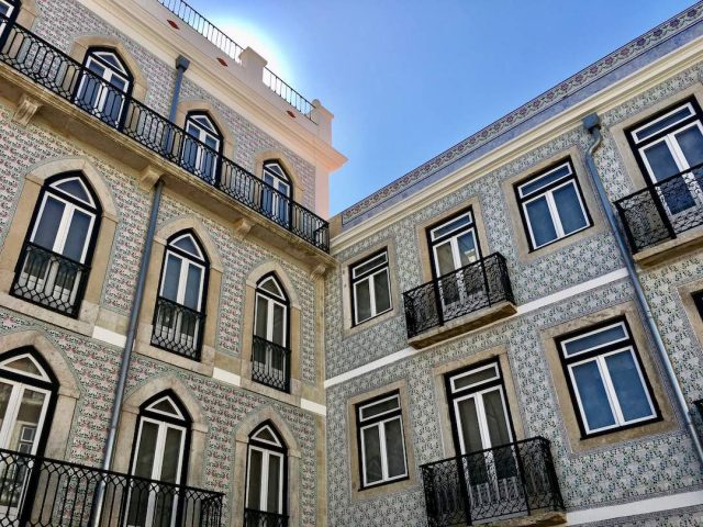 Beautiful tiled buildings in Lisbon