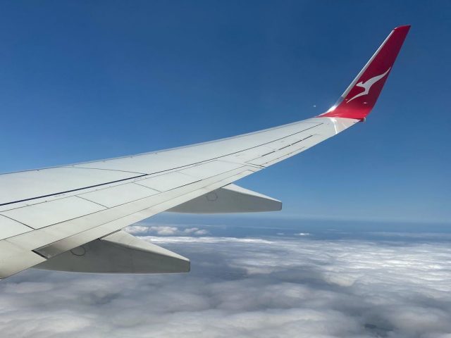 Wing of Qantas plane