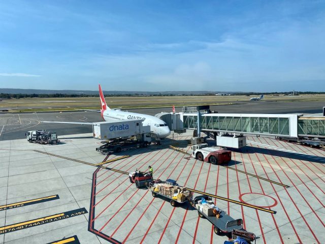 Qantas plane at Adelaide Airport