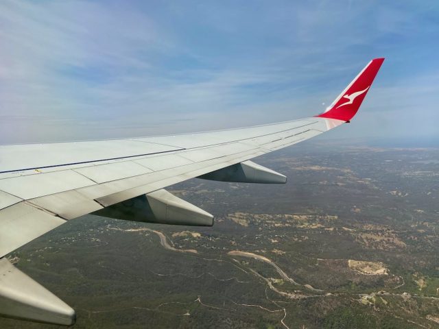 Qantas plane wing