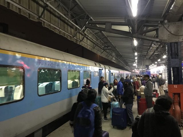 Busy train station in India