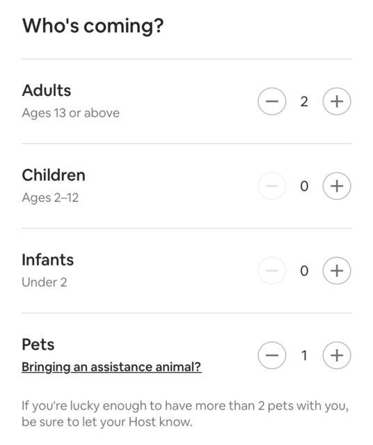 Airbnb iPhone App Add Pets