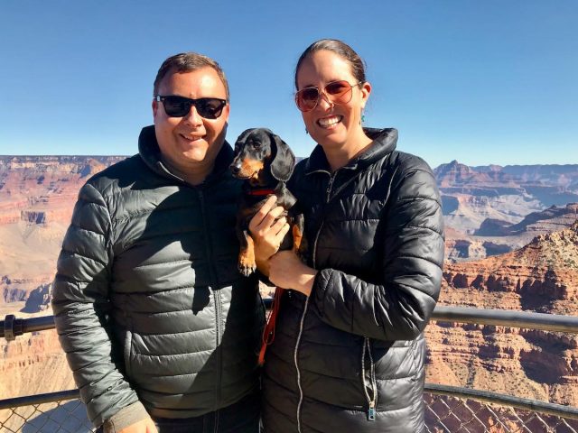 Selfie with dog at the Grand Canyon