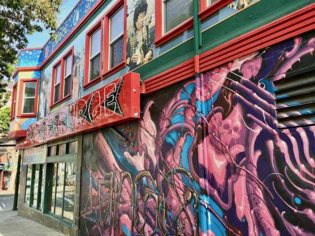 A side street with murals in Haight-Ashbury