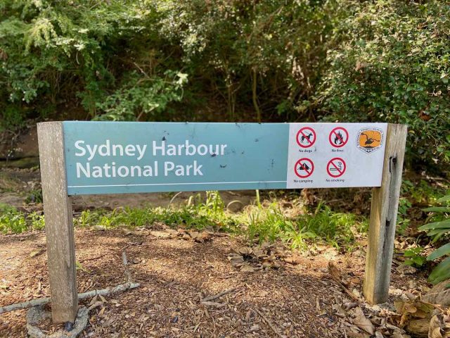 Sydney Harbour National Park sign