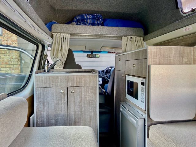 Interior of hired campervan