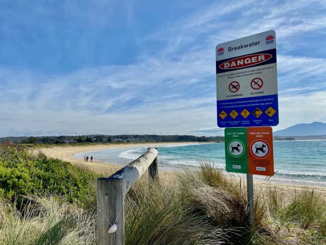 The off-leash section of Moorhead Beach at Bermagui