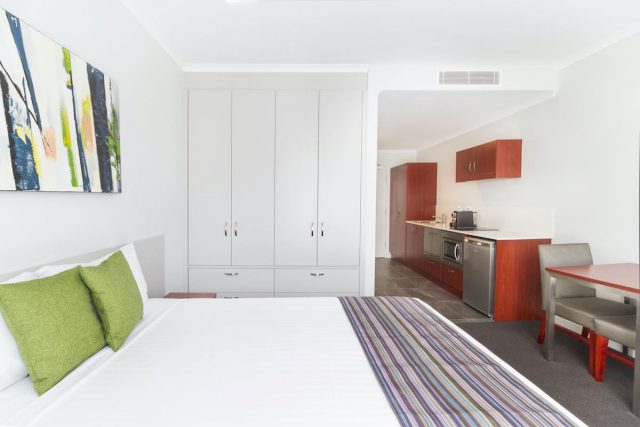 Inside the self-contained rooms at Abode Narrabundah