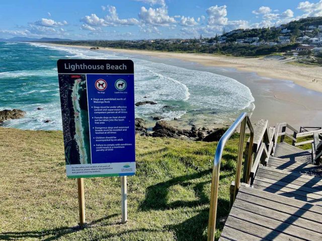 Signage at the northern end of Lighthouse Beach