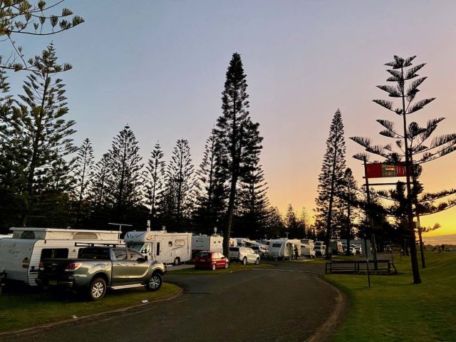 Sunset at the NRMA Port Macquarie Breakwall Holiday Park