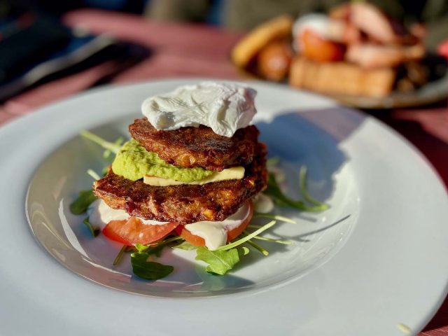 Old Butter Factory Cafe - Corn Fritter Stack