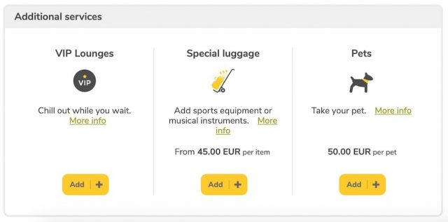 Option to book Pets on Vueling website