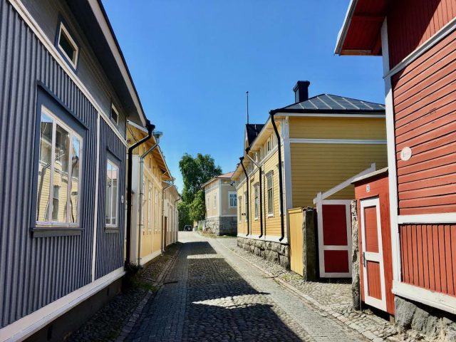 Old wooden houses in Rauma, Finland