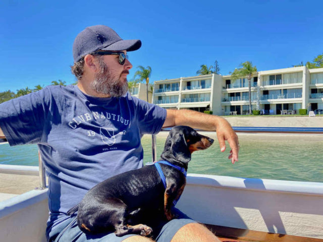 Relaxing on Noosa Ferry with Dog