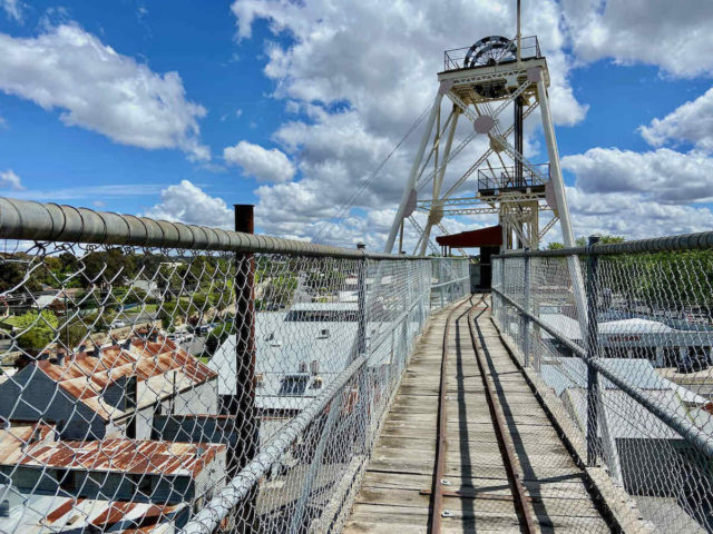 Poppet Head and Trestle Way at Central Deborah Gold Mine