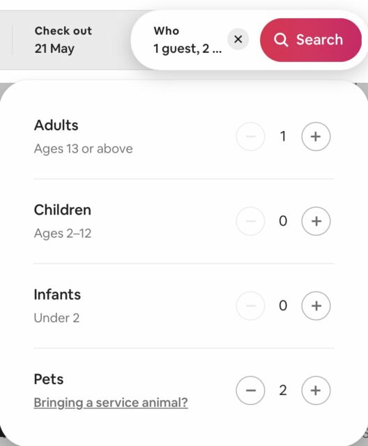 Airbnb Website Guests Pets