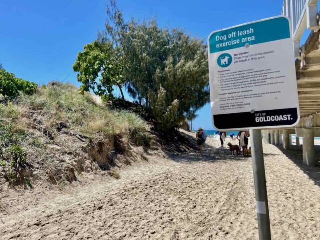 The Spit Dog Beach Sign