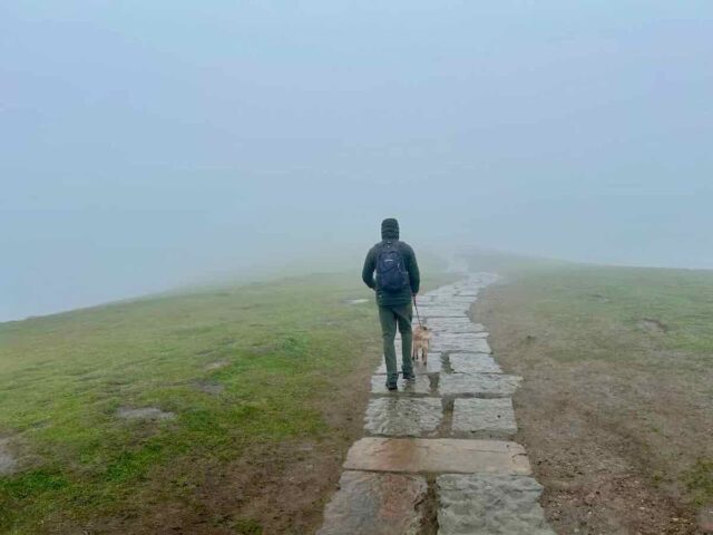Mam Tor with Dog in Mist