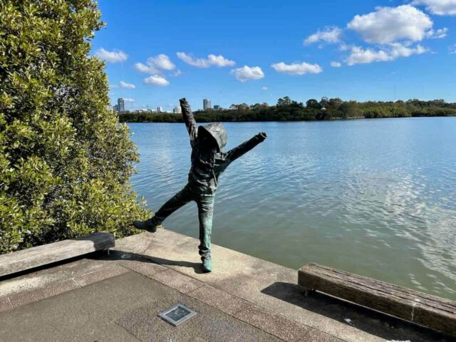 Cartwheeling Youngsters sculpture along the Homebush Bay Corso